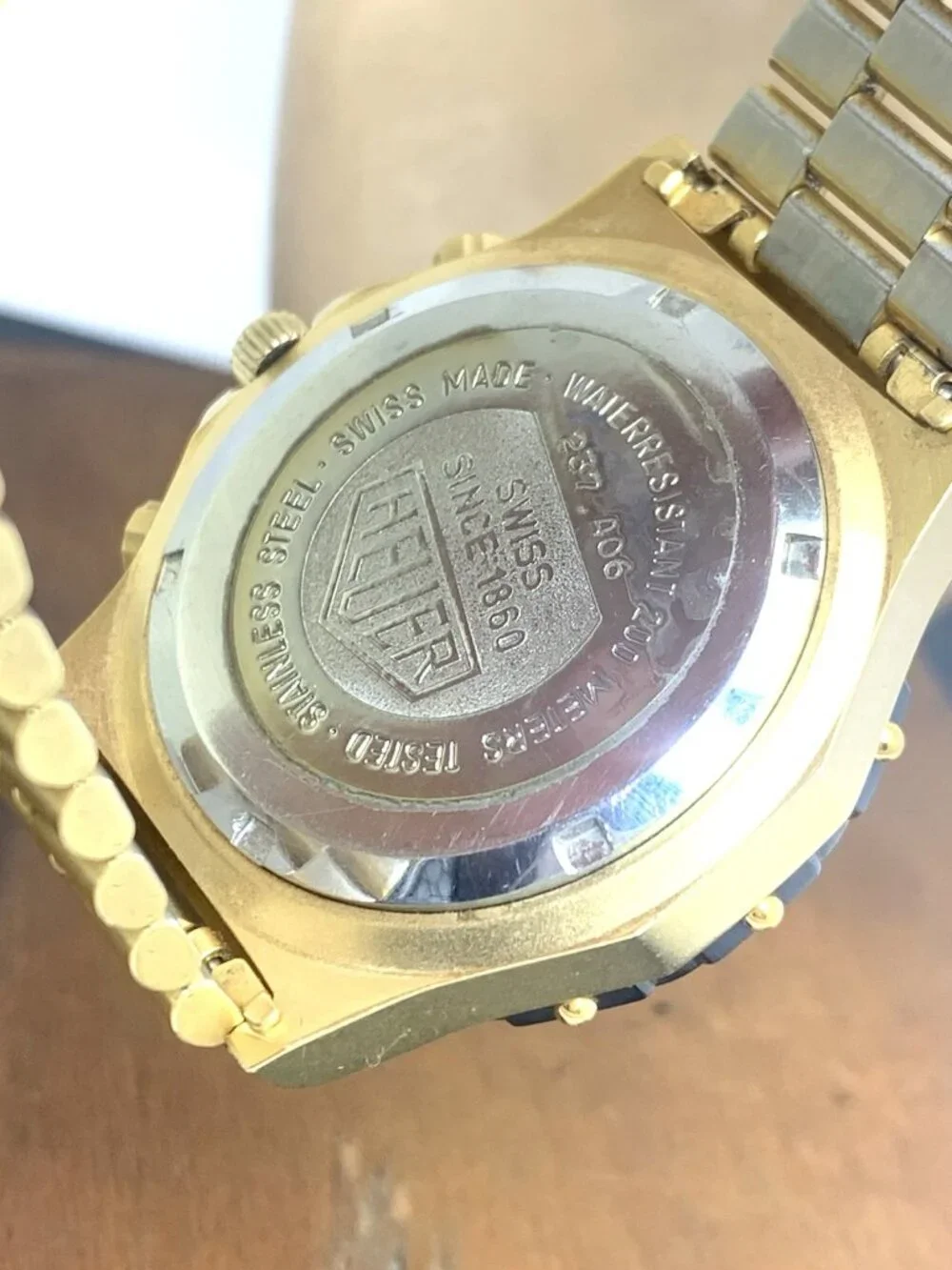 Heuer 3000 Pre Tag Men's Watch 237.406 Swiss Quartz Chronograph Gold Steel 38mm